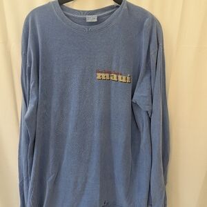 Crazy Shirts Hawaii Men's Maui Graphic Blue Long Sleeve Shirt Size Large